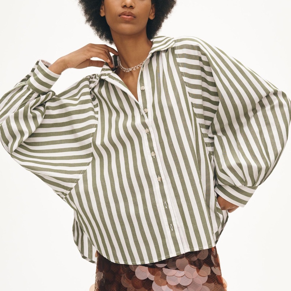 Anthropologie The Bailey Boyfriend Batwing Buttondown Shirt Striped Pilcro